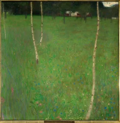Ferme avec des bouleaux